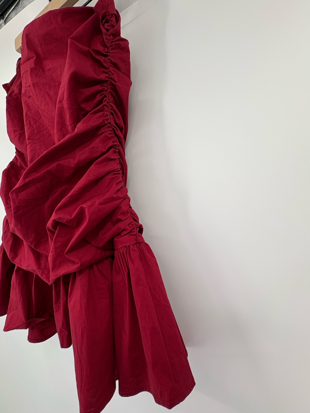 Peppermayo Carmel Mini Dress Merlot Red Strapless Ruched Drop Waist NWT US 12 - Picture 11 of 14